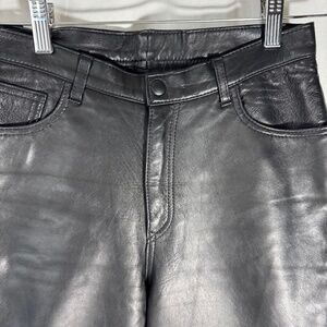 Zabari Black Leather High Waist Straight Leg Jeans Sz 4